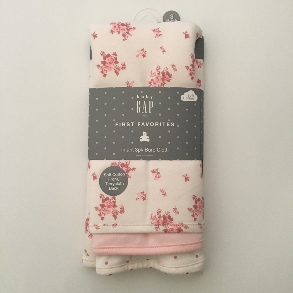 Baby Burp Cloths 3 Cotton Soft Absorbent Floral Polka Dots Solid NEW | Baby Gap